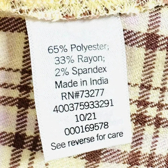 NWT GOODS FOR LIFE Juniors High Rise Plaid Yellow Brown Pleaded Skirt Size 17 - Picture 7 of 8